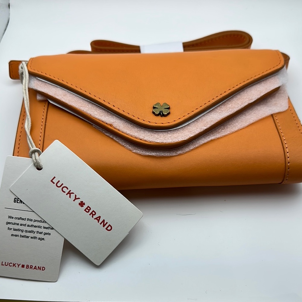 Lucky Brand Orange Clutch with Envelope Design